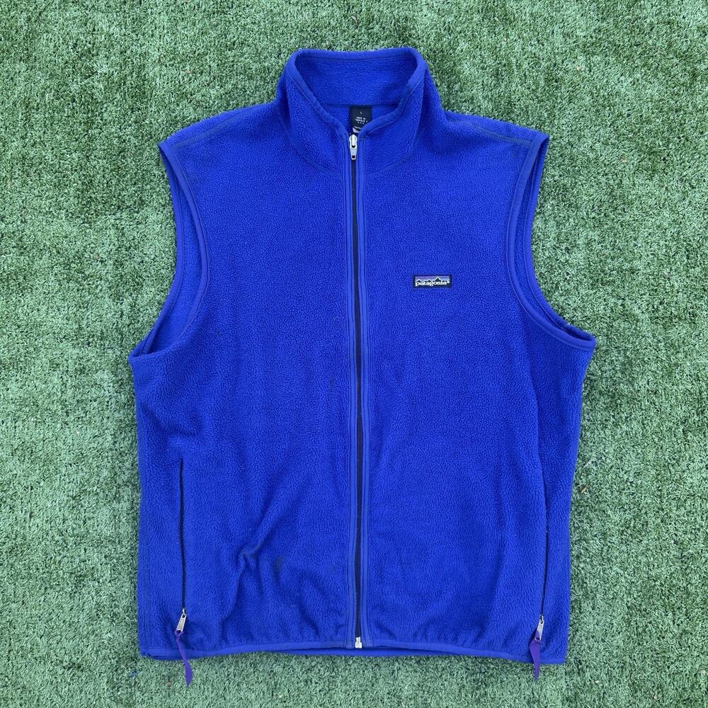 Vintage Patagonia Fleece Vest Men's Large Purple Made in USA Full Zip 80s